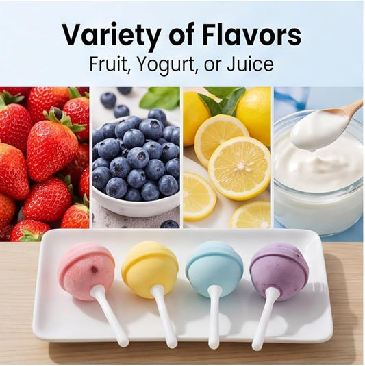 Silicone Lollipop Ice Cream Maker Molds, Reusable DIY Popsicle Maker for Summer Parties, Creative Ice Pop Mold for Juice Yogurt & Frozen Treats (4-pcs)