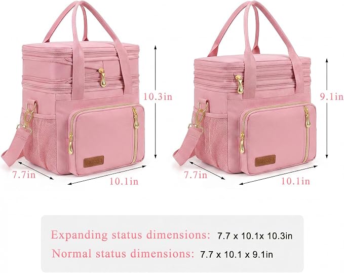 MIYCOO Lunch Bag for Women & Men, Expandable Double Deck Lunch Box, 15L | Leakproof & Waterproof, Portable, Large Soft Insulated Cooler bag for Adult, Work, Camping, Beach, Picnic, Travel