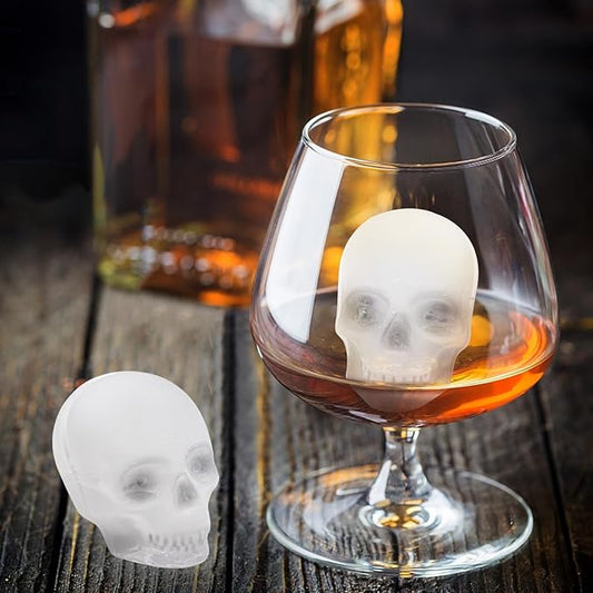 Skull Ice Cube Mold,Skull Cake Pan Silicone Mold,6-Cavity Silicone, or Halloween & Party Drinks (4 Cavity Large Mold)