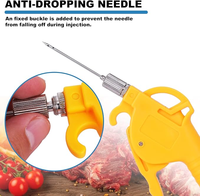 MXBAOHENG Electric Meat Injector Gun Pump with Hose, Marinade Syringe Kit | for BBQ, Turkey Pork Beef, w/ 10 Stainless Steel Needles for Home Kitchen & Outdoor Grilling, 50W