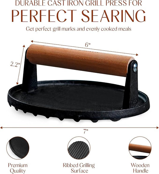 Bellemain Smash Burger Press, Grill Press, Bacon Press, Meat Press - 7 Inch