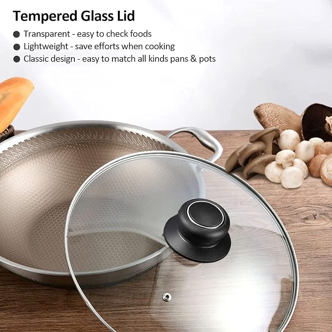 8 Inch Pan Lid, Tempered Glass Cover for Pots, Skillets & Frying Pan | Cookware & bakeware Lids, Heat-resistant Handle, Clear