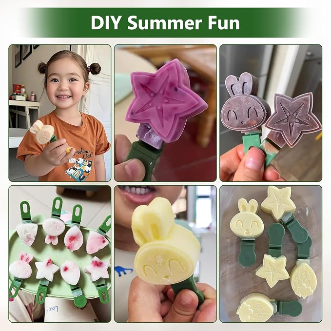 Silicone Popsicle Mold, Fun Shaped Dinosaur Popsicle Silicone Molds with 8 Sticks, Reusable Small Mini Ice Popsicle Molds Set, Easy to Clean and Dishwasher Safe