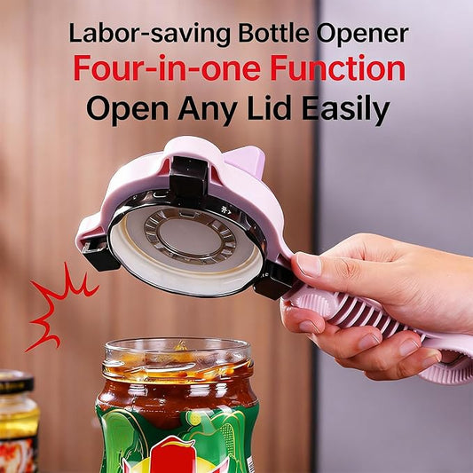 2026 New 4-In-1 Jar Opener, Adjustable Stainless Steel Jar Opener, Multifunctional Retractable Lid Remover for Seniors & Those with Limited Strength Works