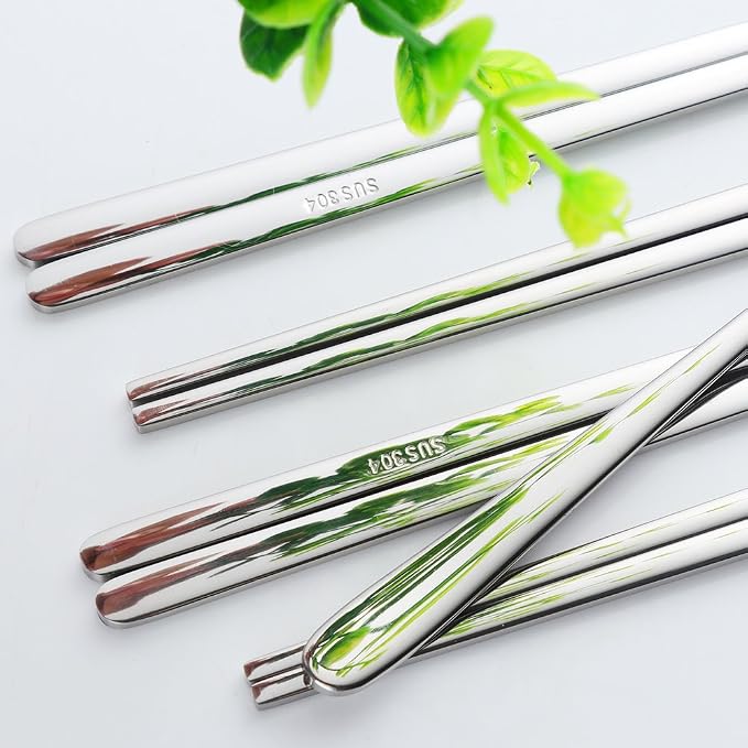 Buyer Star 4 Set Silver Korean Chopsticks Spoon Set Reusable Metal Stainless Steel Spoon Chopstix Set