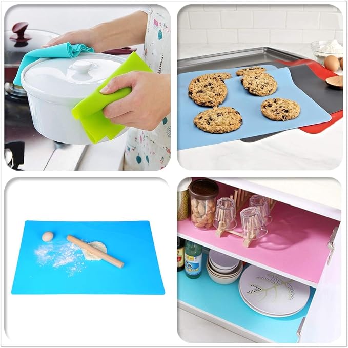 HomeDo Waterproof Silicone Placemats, Non-Stick Baking Mat, Non-Slip Dining Table Mat, Heat Resistant Insulation Countertop Protector Pads (Clear, 11.81"x15.75"-6pack) | Place Mats, Non-Stick & Non-Slip, Heat Resistant Insulation Pad, Multi-Use as Baki...