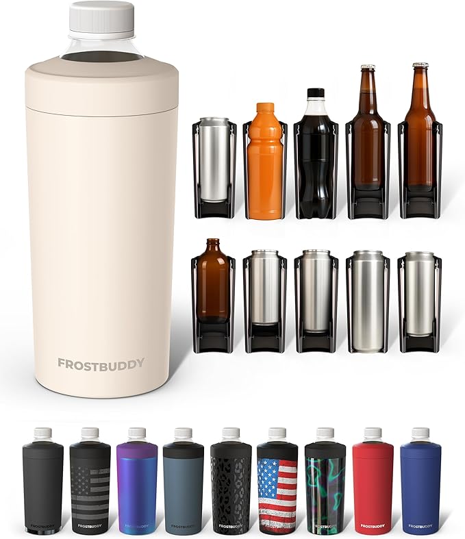 Frost Buddy XL Can Cooler - Fits 12-24 oz Cans (Buttercream) | Keeps drinks chilled 12+ hrs | No sweat, no condensation | Fits slim & standard cans | Durable, portable design