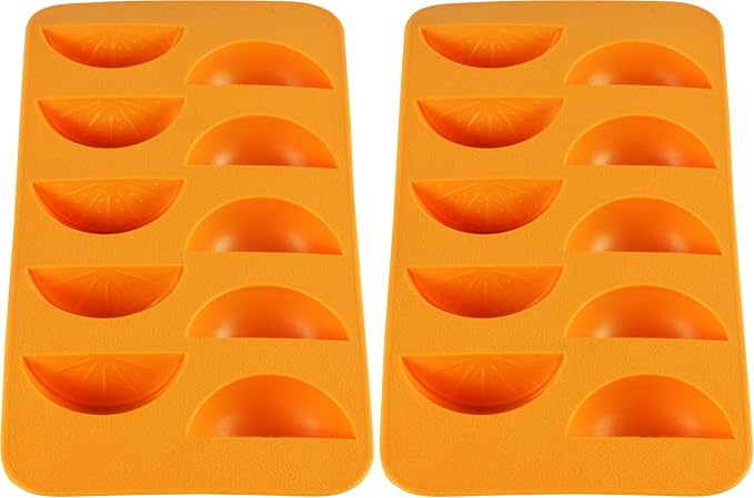 Orange Slices Ice Cube Tray - Fairly Odd Novelties - Fun Fruit Shaped Food Molding Gift (Pack of 2)