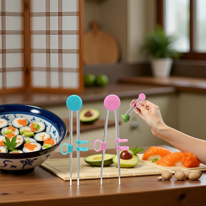 2Pairs Chopsticks Training Sailor Moon Chopsticks Reusable Metal Training Stainless Steel Learning Chopstick Helper for Adults Flatware