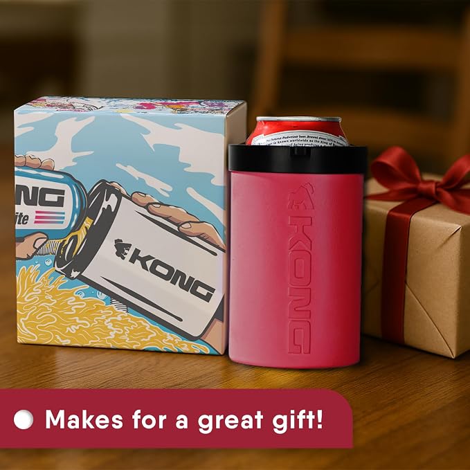The Kong 2.0 - A Portable Can or Bottle Cooler/Cup With A Detachable, Expandable, Hose To Funnel Your Drink (Red)