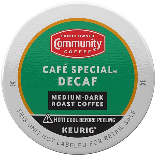 Community Coffee Café Special Decaf, Medium-Dark Roast, Single-Serve Keurig K-Cup Pods, 32 Count (Pack of 1)