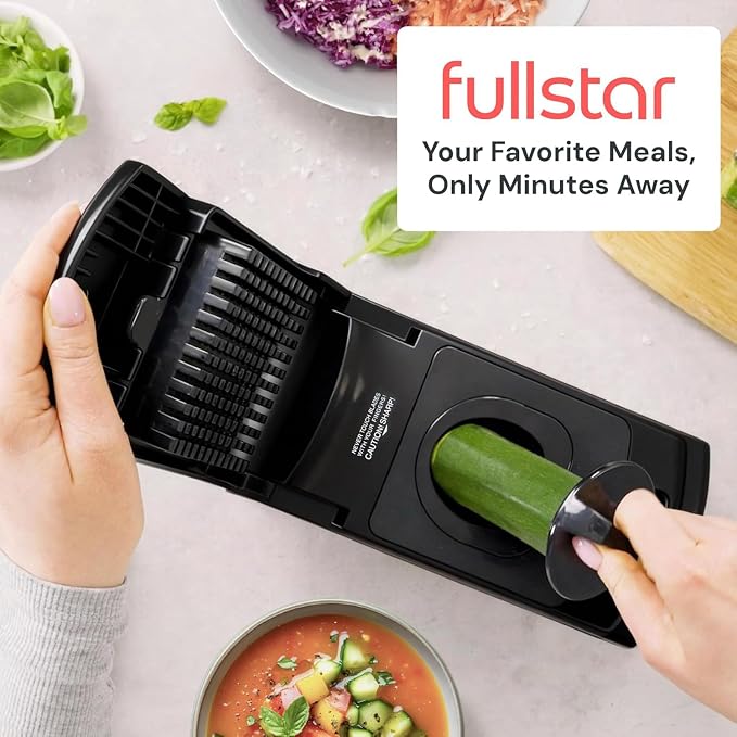 Fullstar Pro Original Vegetable Chopper & Spiralizer, Kitchen Prep Tool | 4 in 1 Veggie Slicer, Onion & Fruit Cutter with Sharp Stainless Steel Blades & Container (Stainless Steel)