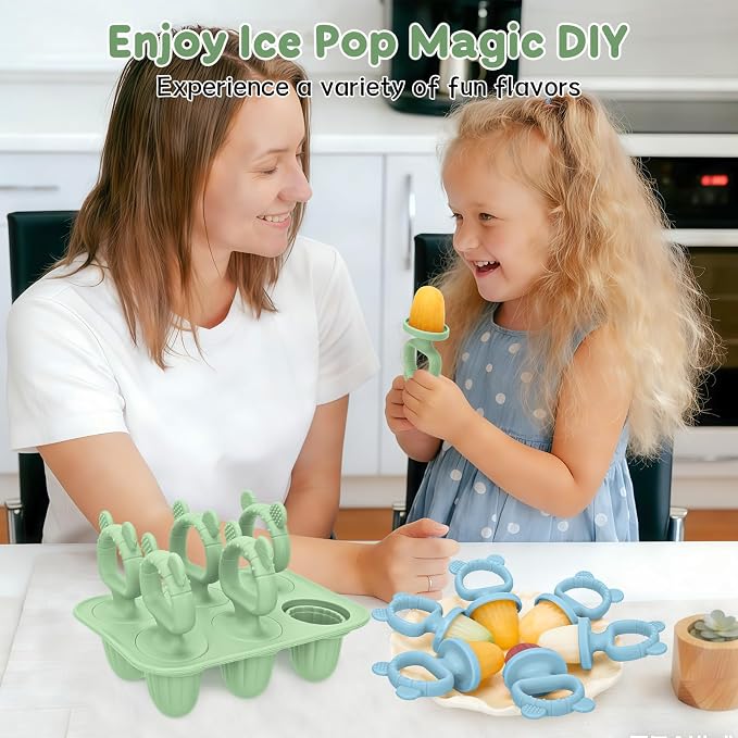 2Packs Silicone Baby Popsicle Molds with Sticks | Breastmilk Popsicle Molds for Teething Relief, Frozen Treats Maker Popsicle Maker Ice Pop Mold for Toddlers Kids