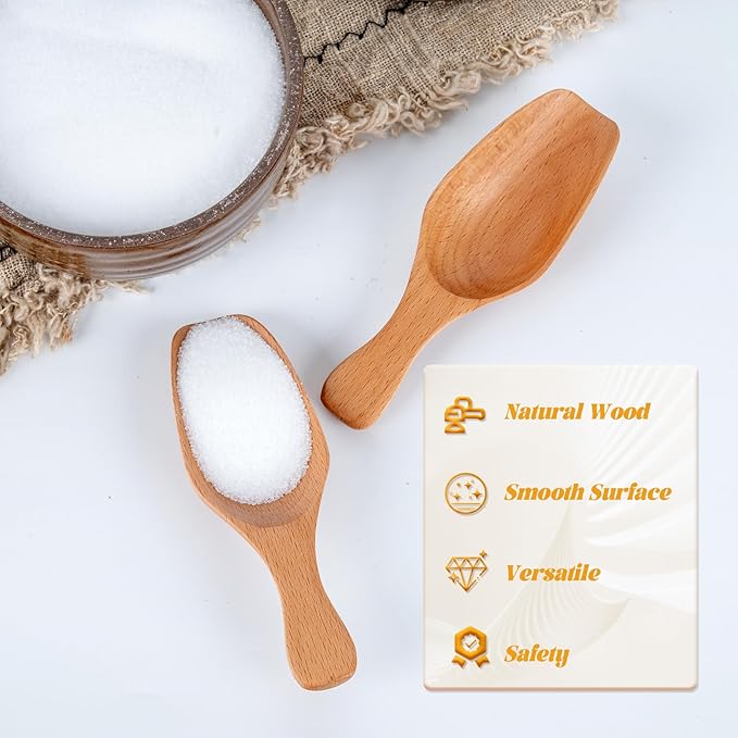 Coffee Scoop for Ground Coffee, Wooden Scoops for Jars, Scoops for Canisters, Tea, Sugar, Flour, Bath Salts, Laundry Detergent
