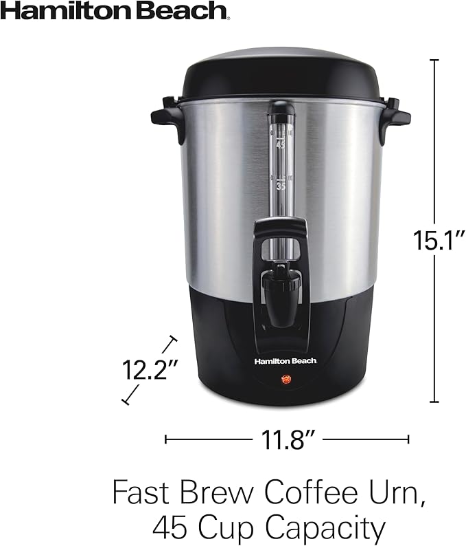 Hamilton Beach 45 Cup Fast Brew Coffee Urn and Hot Beverage Dispenser, 40521