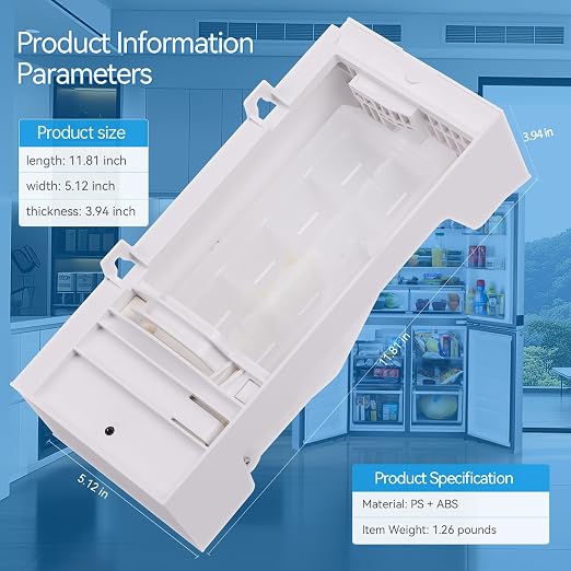 W11455232 W11397137 Refrigerator Ice Maker Kit for Whirlpool with Ice Tong | Durable Material Offers OEM Quality & Fast Ice, A 20-min Easy DIY Fix Makes Your Refrigerator Party-ready for Cold Drinks