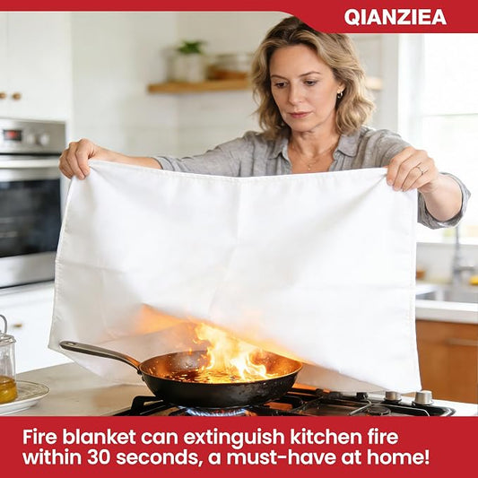 4 Pack Fire Blanket 40” x 40” – Emergency Fire Blanket for Kitchen & Home, Fiberglass Fire Suppression Blanket