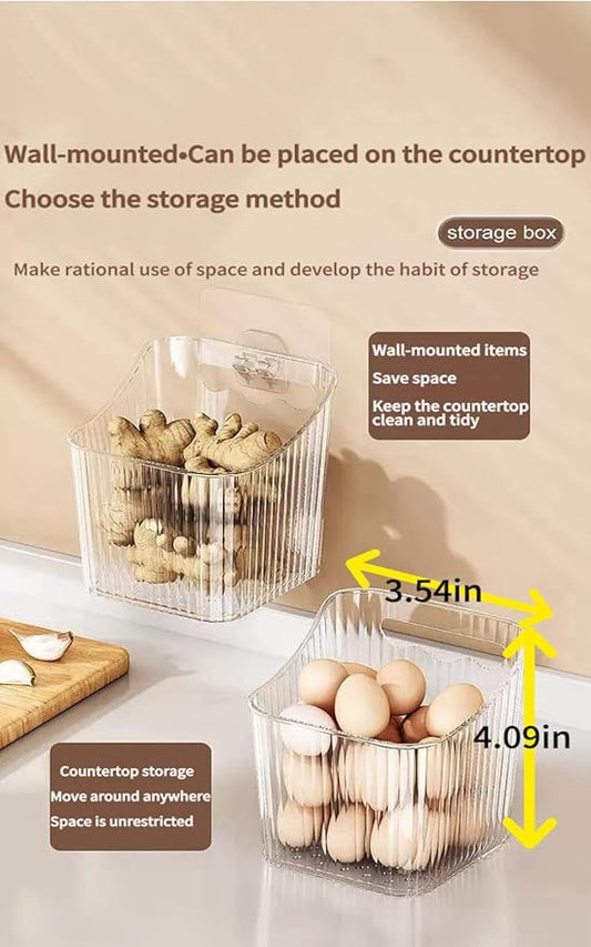 6Pack Wall Mount Organizer, Adhesive Cabinet Door Storage Bins, Clear Makeup Containers, Stackable Organizer Basket for Kitchen, Bathroom, Cabinet, Pantry, Office,Refrigerator Small Items storage