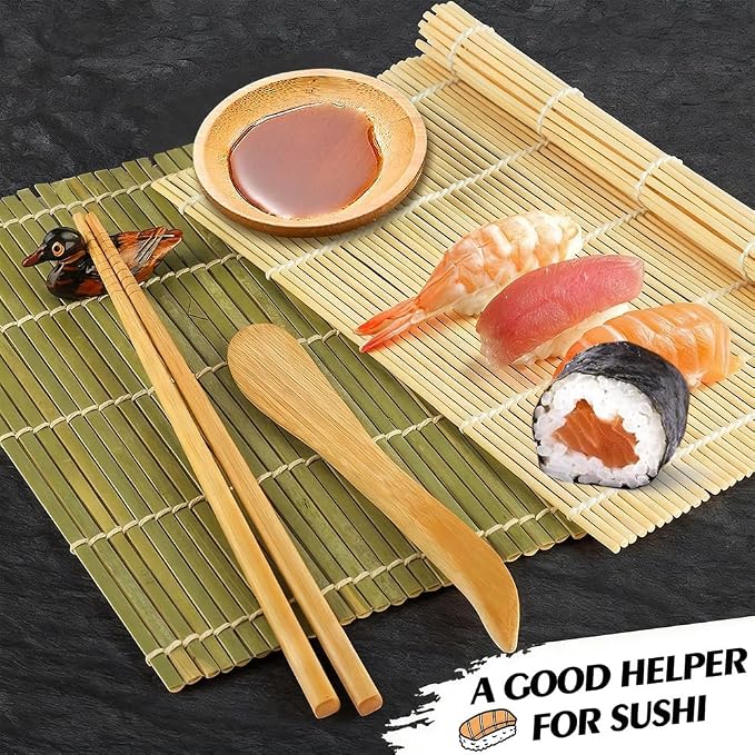 Sushi Making Kit, 22pcs Roller Maker for Beginners With Guide Book, Bazooka, Knife, Mat, Avocado Slicer, Chopsticks, Sauce Dishes & More - Sushi Lover's Gift