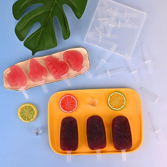 WMKGG 16 Pieces Popsicle Plastic Sticks Reusable for WMKGG Mini Popsicle Silicone Mold Ice Pop Sticks for Home Cake Candy Gifts Party