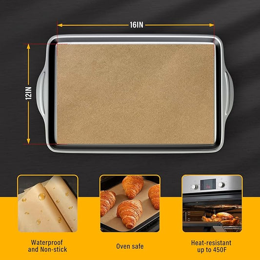 Parchment Paper Sheets for Baking 12-16 IN Precut Non-Stick Parchment Paper Unbleached Baking Sheet Paper for Air Fryer,Baking,Grilling,Steaming,Oven Suitable For Bread Cake Cookies 200p