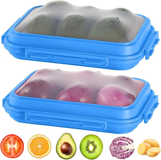 2-Piece Airtight Food Storage Containers Set – Avocado Saver, Onion Keeper, Silicone Kitchen Organizers for Fridge, Reusable & Leak-Proof to Lock in Freshness K05-dark blue