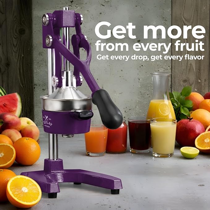 Zulay Kitchen Cast Iron Juicer - Heavy Duty Manual Juicer with Detachable Strainers for Easy Cleaning, Orange Juice Press for Citrus Fruits, Perfect for Bartenders, Juice Lovers & Health Enthusiasts