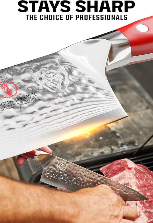 Dalstrong Chef Knife - 8 inch Blade - Shogun Series - Japanese AUS-10V Super Steel Kitchen Knife - Crimson Red Handle ABS - Damascus - Razor Sharp Knife - Professional Full Tang Knives - Sheath