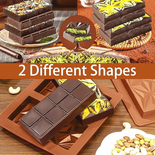 Dubai Chocolate Molds Silicone, 1 Inch Deep Chocolate Bar Mold for Candy Bar,Desserts,Homemade Snack Baking Mold - Set of 1