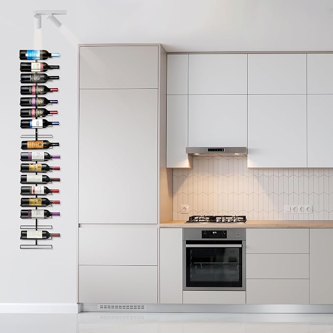 Sorbus Wall Mount Wine Rack – Holds 9 Bottles – Black Metal Wine Bottle Holder for Wall, Modern Wine Rack for Home Bar, Kitchen