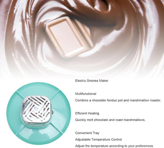 Indoor Electric Smores Maker with 4 Detachable Trays Adjustable Temperature Tabletop Chocolate Marshmallow Roaster for Party
