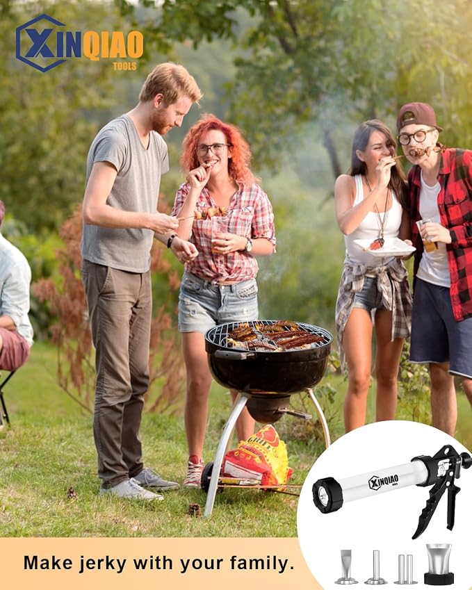 XINQIAO Beef Jerky Gun for Ground Meat, Plastic Jerky Cannon Comes with 3 Nozzles