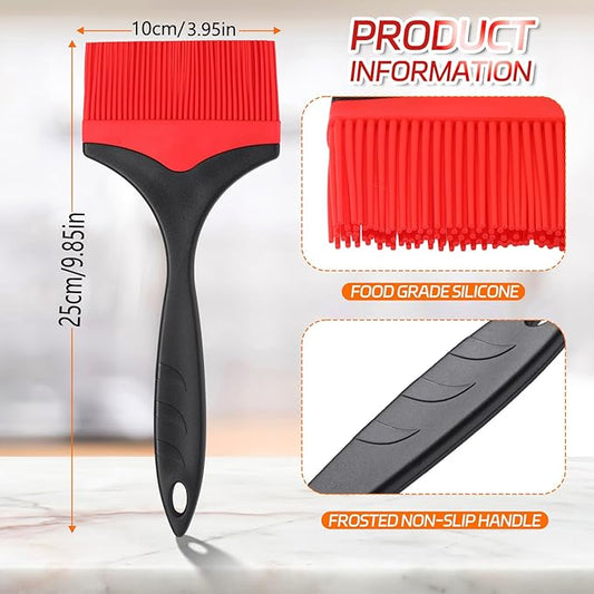 Large Silicone Basting Pastry Brush - Silicone Basting Brush for Grilling,Heat Resistant Brushes Spread Oil Butter Sauce for Cooking Baking BBQ,3.95inch Extra Wide Grill Basting Brush(Red 2)