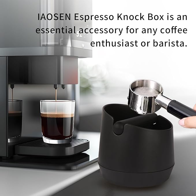 IAOSEN Knock Box 6 Inch Espresso Knock Box Shock-Absorbent Knock Box Espresso with Removable Knock Bar and Non-Slip Base Espresso Machine Accessories for Home/Office