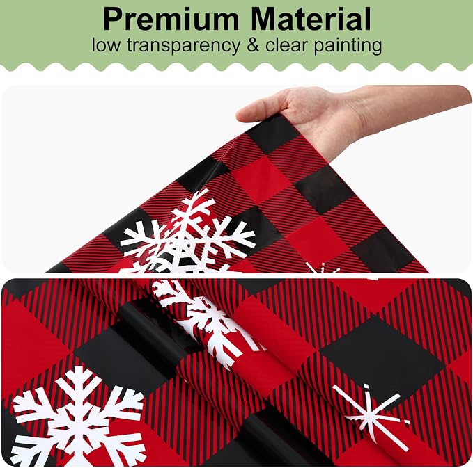 6 Packs Christmas Buffalo Disposable Table Cloth, 54 x 108 Inch Waterproof Plastic Tablecloth, Rectangle Black Red and White Checkered Table Covers for Picnic, Birthday, Party