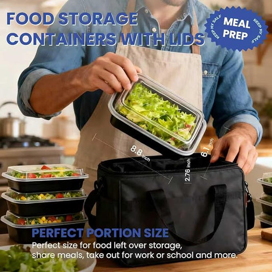 38oz 10 Pack Meal Prep Containers, BPA Free Food Storage Containers with Lids Reusable Stackable, Microwave/Dishwasher/Freezer Safe To Go Food Containers