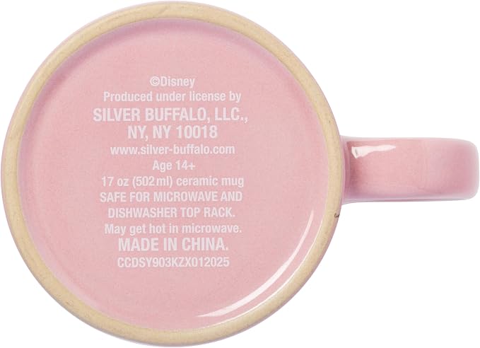 Silver Buffalo Disney Mickey and Friends Featuring Daisy Duck Etched Engraved Wax Resist Handmade Ceramic Pink and Purple Pottery Mug, 17 Ounces