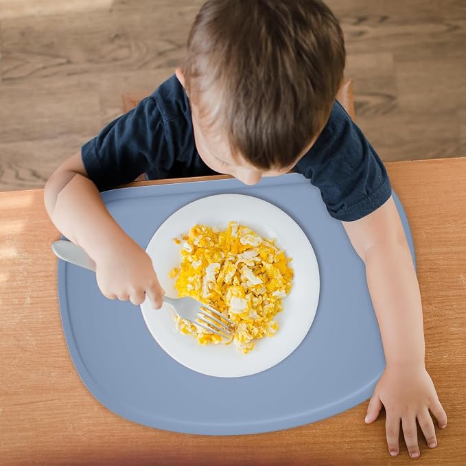 Cuddle Campus Set of 3 Silicone Placemats with Raised Edges for Kids,Toddlers,Babies, Non-Slip Dinning Table Mat, Baby Eating Mat, Food Mat Set-3