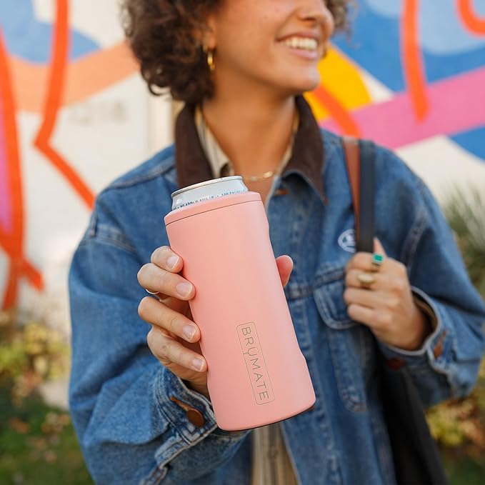 BrüMate Hopsulator Slim Can Cooler Insulated for 12oz Slim Cans | Skinny Can Insulated Stainless Steel Drink Holder for Hard Seltzer, Beer, Soda, and Energy Drinks (Nightfall Blue)