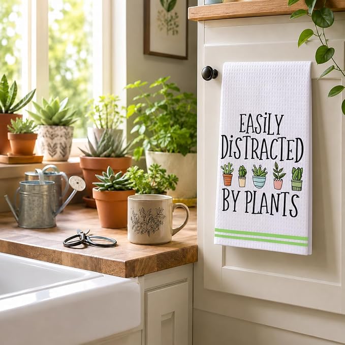 LXOMILL Gardening Gifts for Women, Funny Kitchen Towels for Plant Lovers