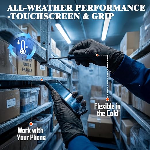 ANBOSON 10 Mil Heavy Duty Mechanic Nitrile Gloves, Large Black 200 Count | Diamond Grip,Latex Free,Chemical Resistant Disposable Thick Rubber Gloves for Auto Repair, Industrial, Food, Work ,BBQ,Men