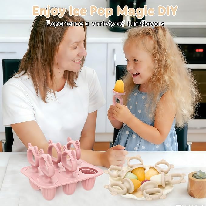 2Packs Silicone Baby Popsicle Molds with Sticks | Breastmilk Popsicle Molds for Teething Relief, Frozen Treats Maker Popsicle Maker Ice Pop Mold for Toddlers Kids