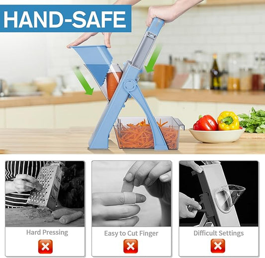 2025 Upgraded Version All-in-1 Mandoline Slicer for Kitchen & Adjustable Mandoline Slicer. Detachable Blade, Cut Slice, Strips, Dice, Shred and Chop, Versatile Kitchen Veggie Chopper