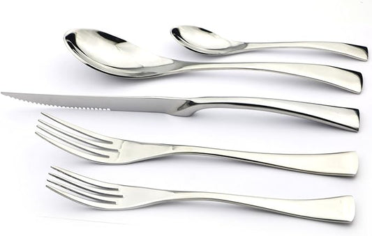 5-Piece 18/10 Stainless Steel Serrated Steak Knife Flatware Set, Service for 1