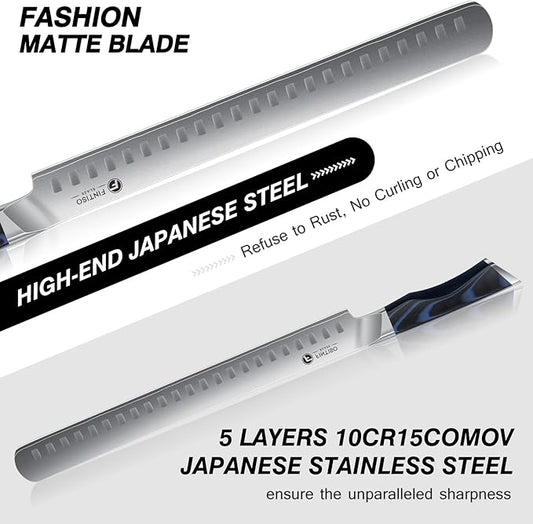 Brisket Slicing Knife, 11.6 Inch Carving Knife, Japanese High Carbon Steel Slicing Knives with VG10 Steel Core & G10 Handle, Full Tang Ultra Sharp Meat Cleaver for BBQ, Turkey, Roast, Brisket