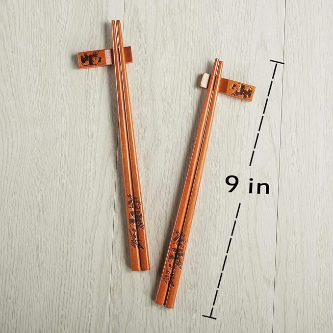 Chopstick Reusable Chinese Panda Chopsticks with Holder and Carrying Bag Chinese Traditional Stylish Set(2 Pairs)