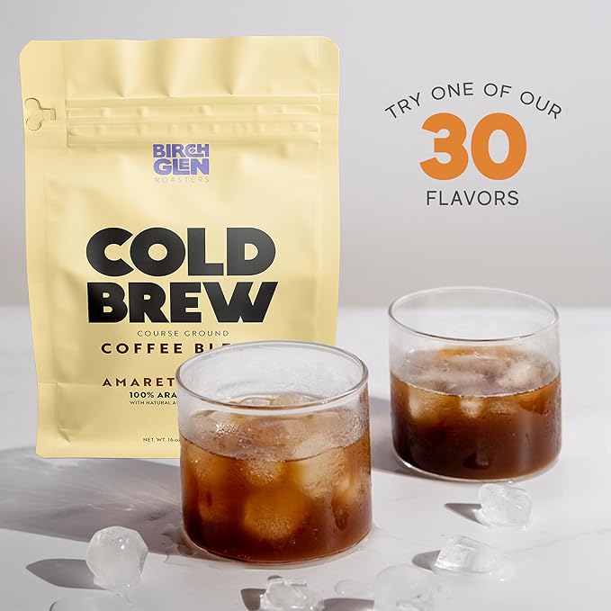 Birch Glen Roasters Cold Brew Coffee | Flavored Coarse Ground Coffee | Medium Roast | Artisanal Roasting | 100% Arabica |1 LB Bag | Hazelnut