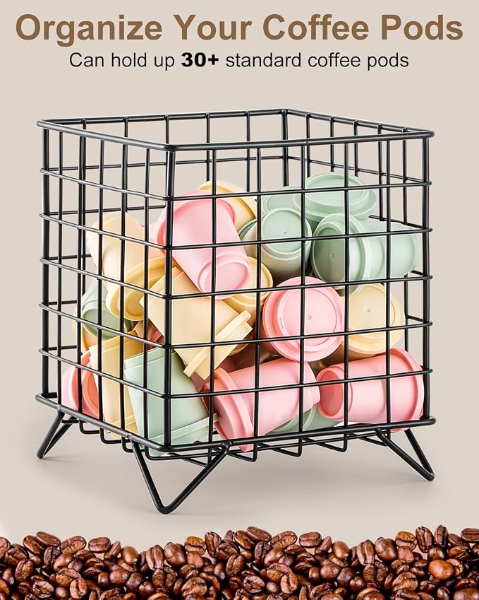 K Cup Holder, Coffee Pod Holders for K Cups, Black, 5.3x5.3x6.3 Inch | Coffee Bar Organizer, K Cup Holders for Counter, Large Capacity Coffee Pods Organizer, for Kitchen Counter & Office Desktop