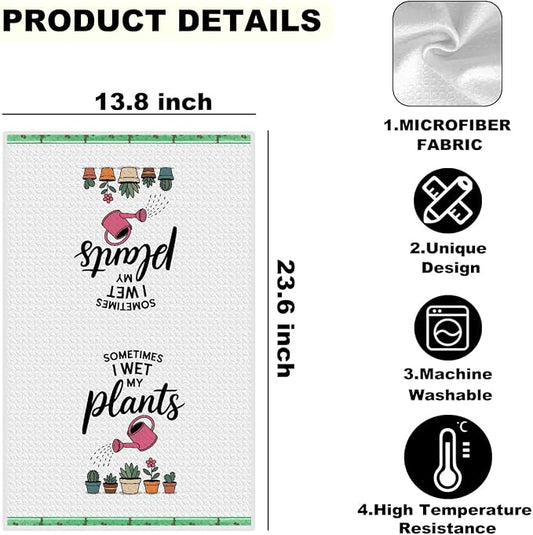 2PCS Gardening Gifts for Plant Lovers Kitchen Towel, Succulent Cactus Plant Gifts for Women Lady Mom Gardener Teacher, Kitchen Hand Towels , Waffle Weave Dish Tea Towels