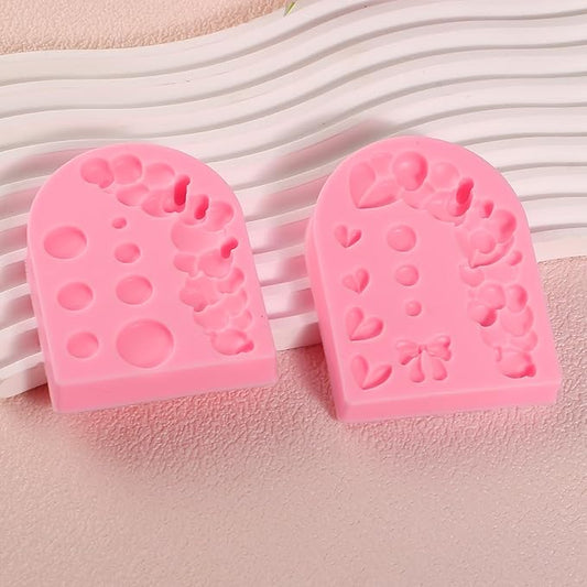 2 Pcs Hemisphere Pearl Bubble Fondant Molds, Bow 3D Chocolate Ball Silicone Mold, Home Baking Lace Cake Border Candy Mold for Sugar Craft, Gum, Clay, Resin